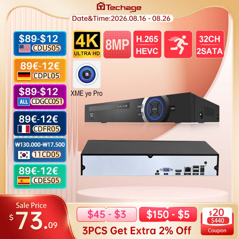 Security Ip Camera - Techage UHD H.265 36CH NVR Netwerkrecorder