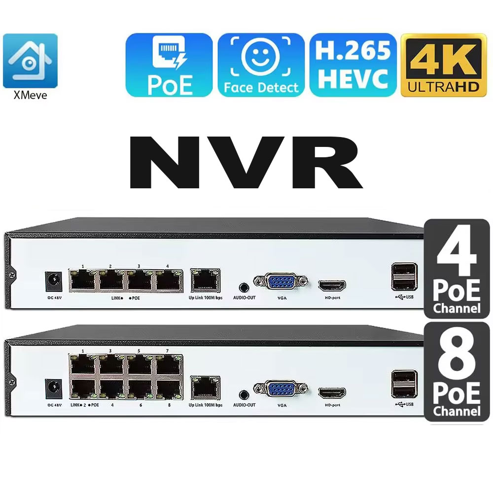 Security Ip Camera - 4CH 8CH 48v POE 4K NVR