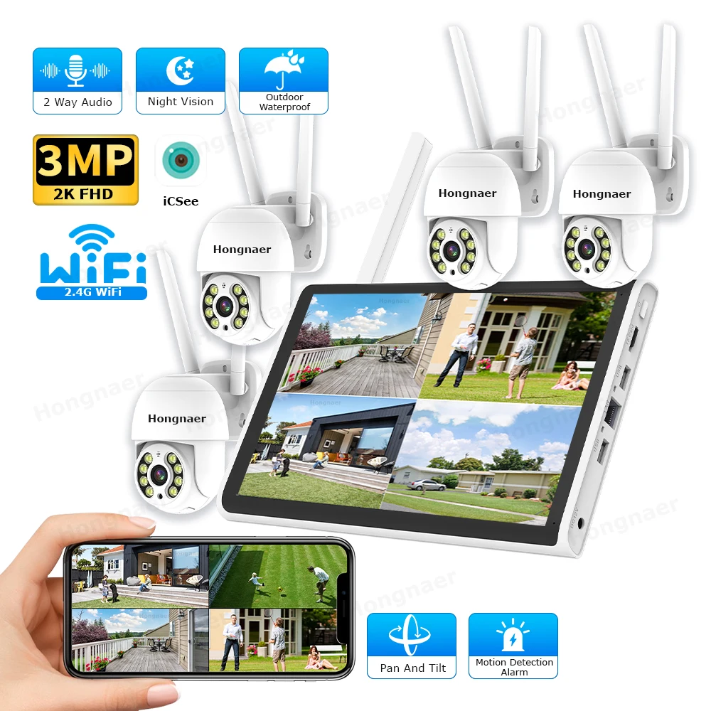 Security Ip Camera - 2026 Hongnaer 3MP 4-kanaals WiFi Home