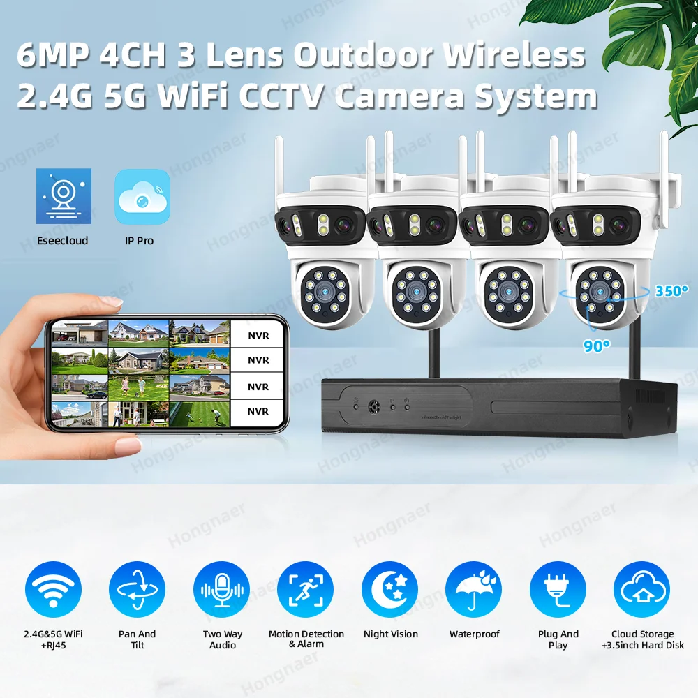 2026 Hongnaer 6MP 4CH 3-lens 2 - Security Ip Camera recensie en prijs